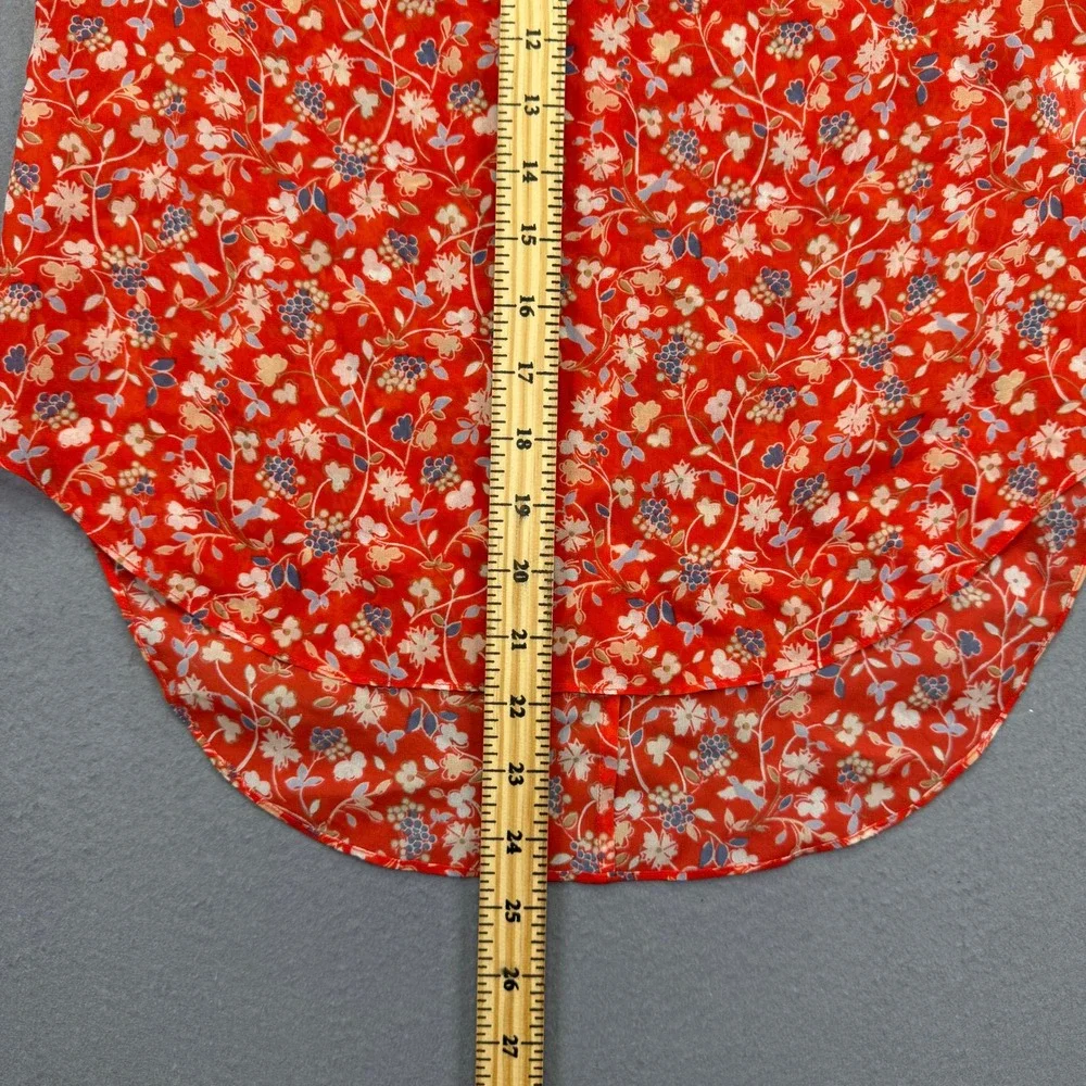 Veronica Beard Red Silk Floral Cold Shoulder Blouse Top S172-WFP4358 Size 2